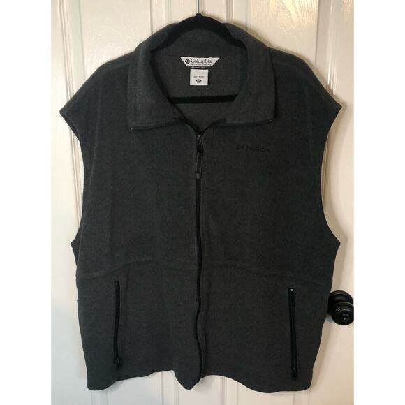 Columbia Men's Charcoal Gray Fleece Vest Full Zip Pockets Activewear Size XXL - Picture 2 of 8